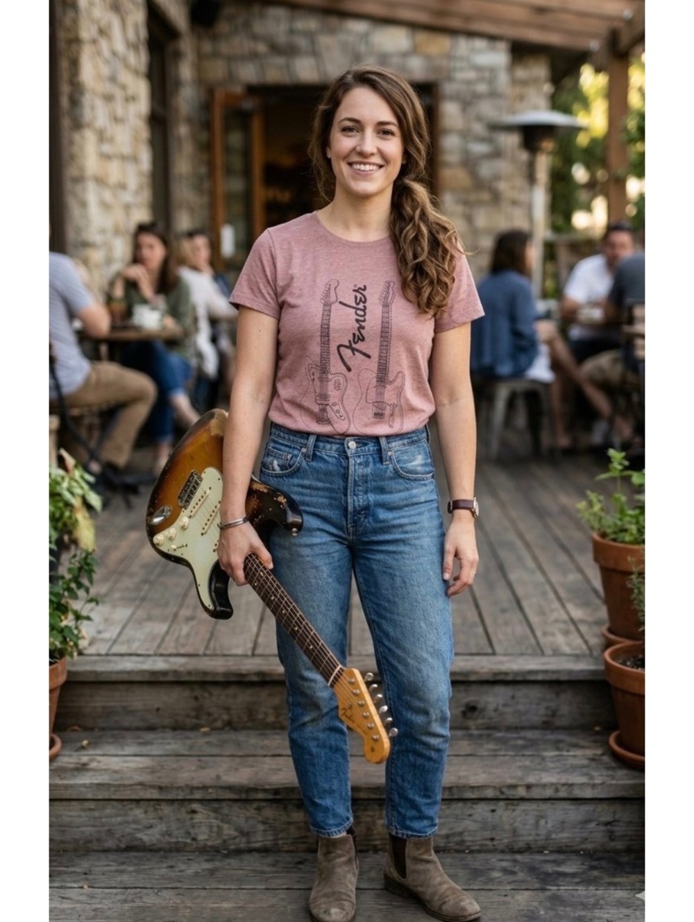 Fender Guitar graphic Tee Womenโs Size M